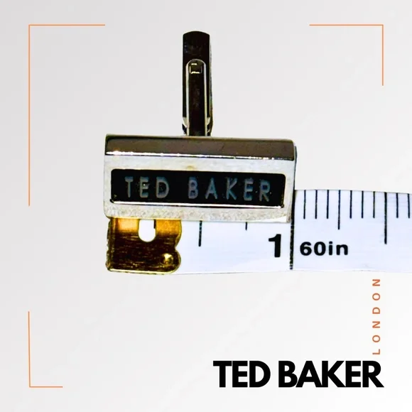 TED BAKER Men's Silver & Black Logo Cufflinks - Picture 4 of 7